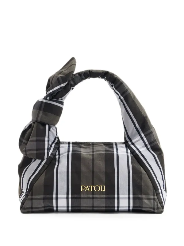 Patou Knot Check-print Tote Bag in Brown