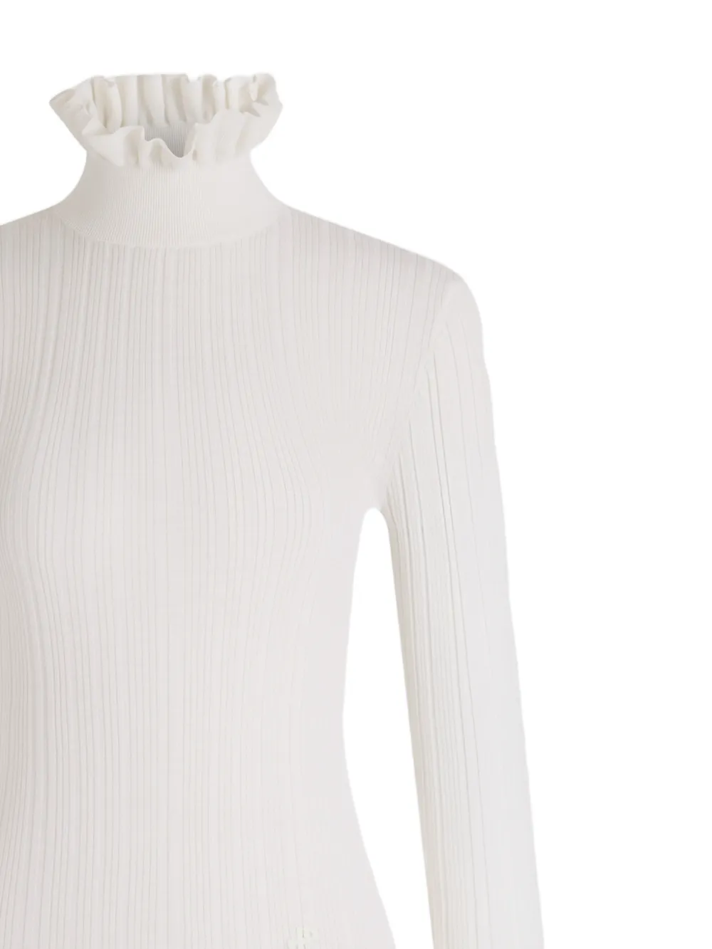 Patou Geribbelde trui met ruches Beige