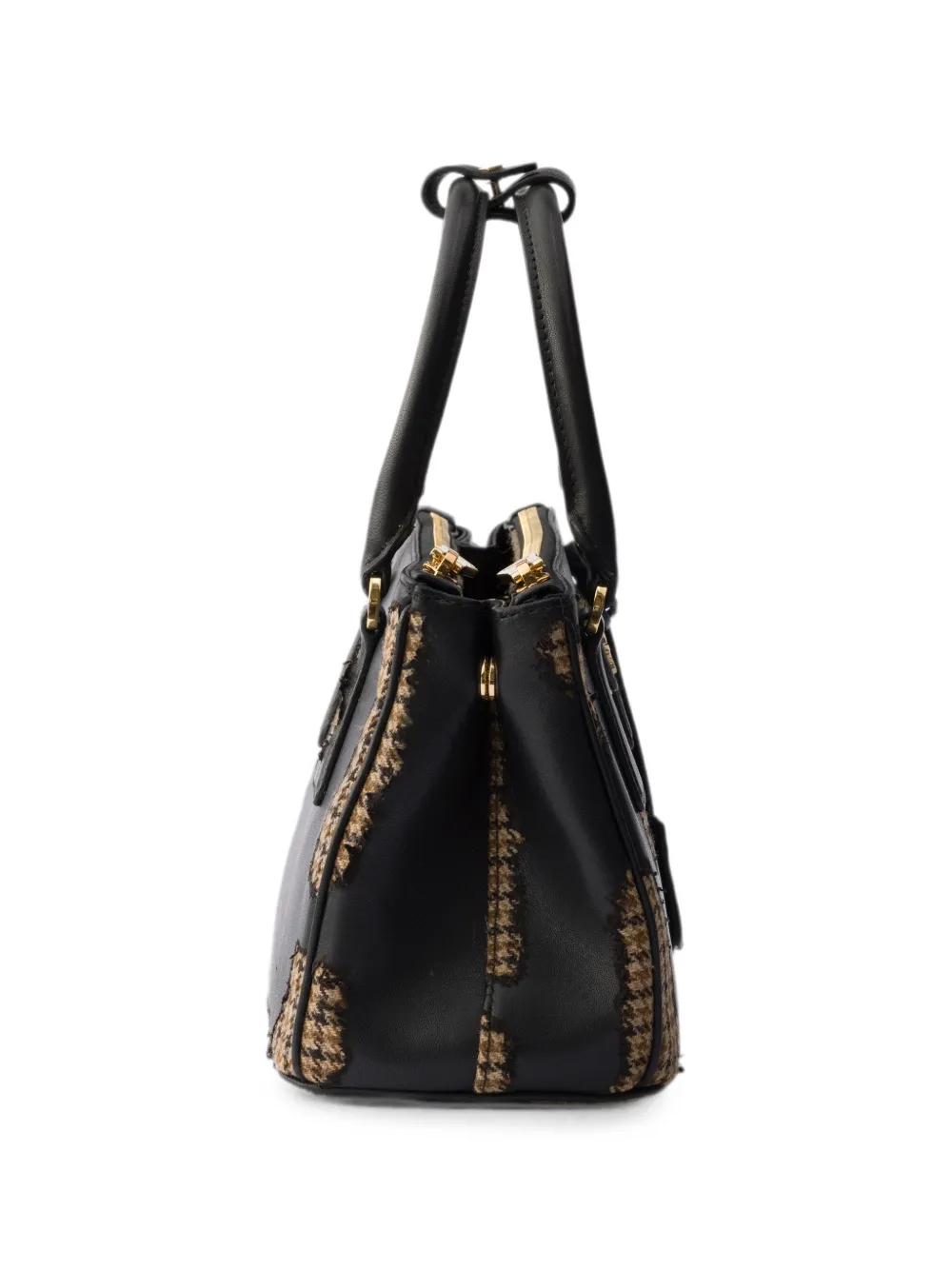 Prada Galleria grote tas van nappa leer en wol Zwart