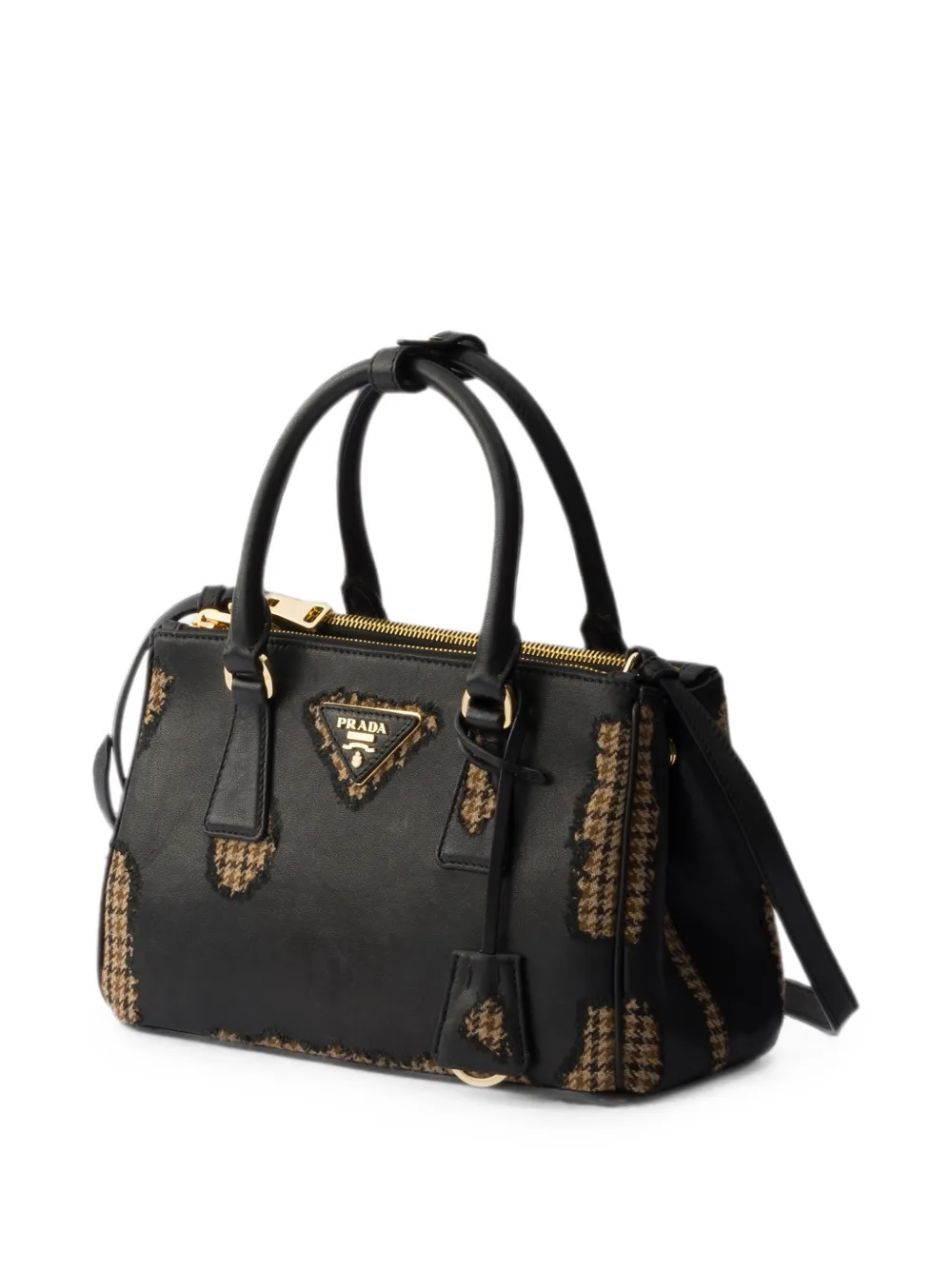 Prada Galleria grote tas van nappa leer en wol Zwart