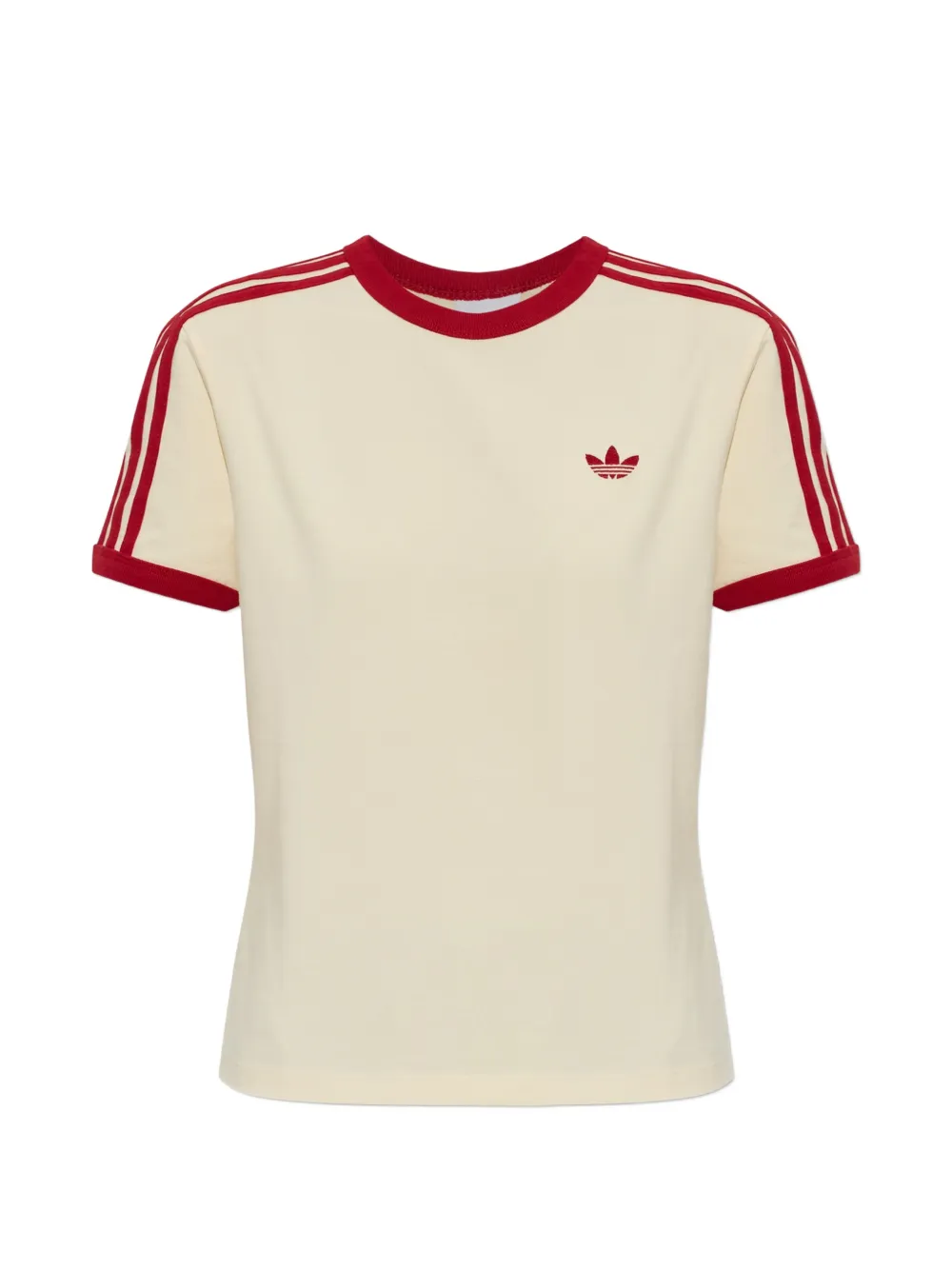 Adidas Originals 3 Stripes Slim Fit Striped-details T-shirt In Yellow