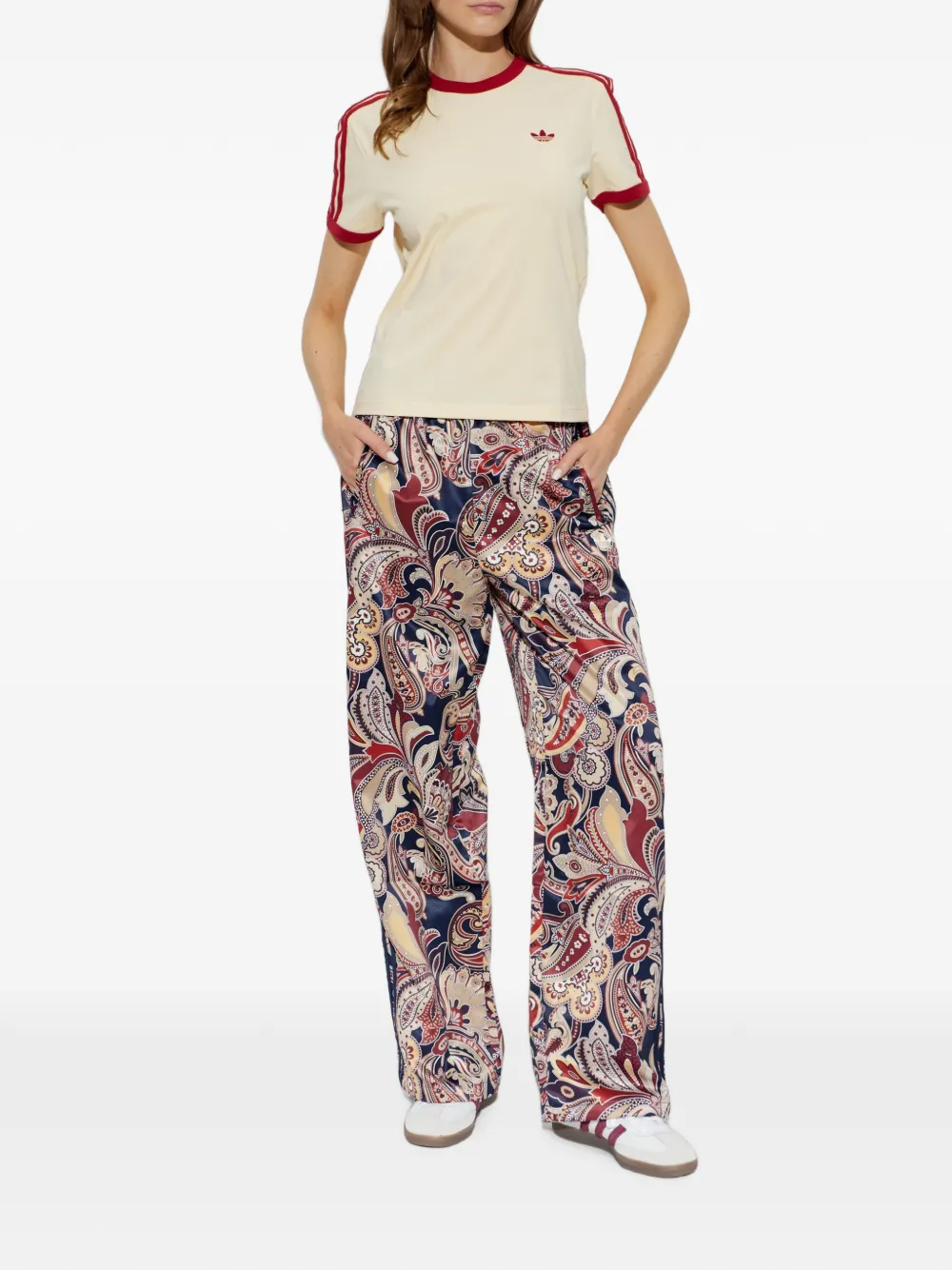 adidas 3 Stripes Slim Fit striped-details T-shirt Geel