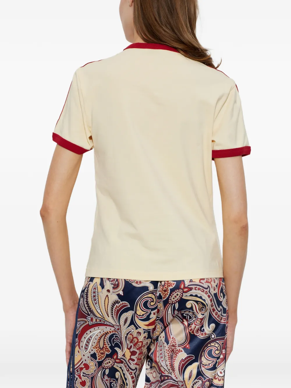 adidas 3 Stripes Slim Fit striped-details T-shirt Geel