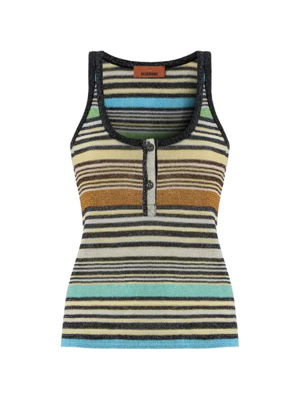 Missoni Striped Metallic-knit Tank Top in Blue