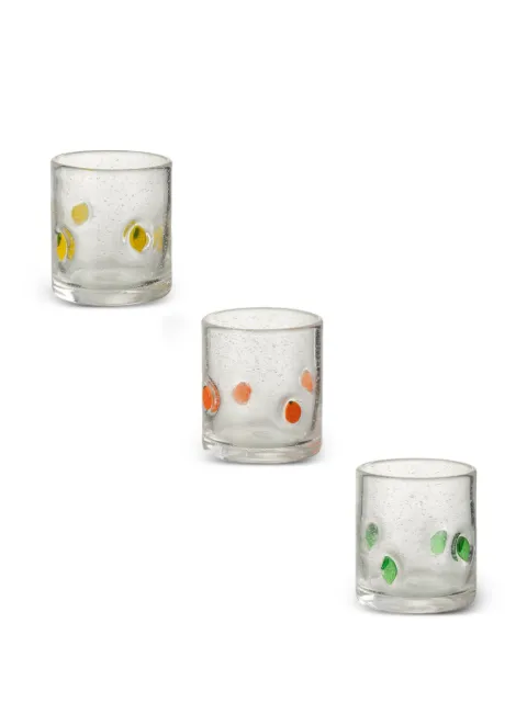 J-LINE citrus-motif bubble-effect glasses (set of three)
