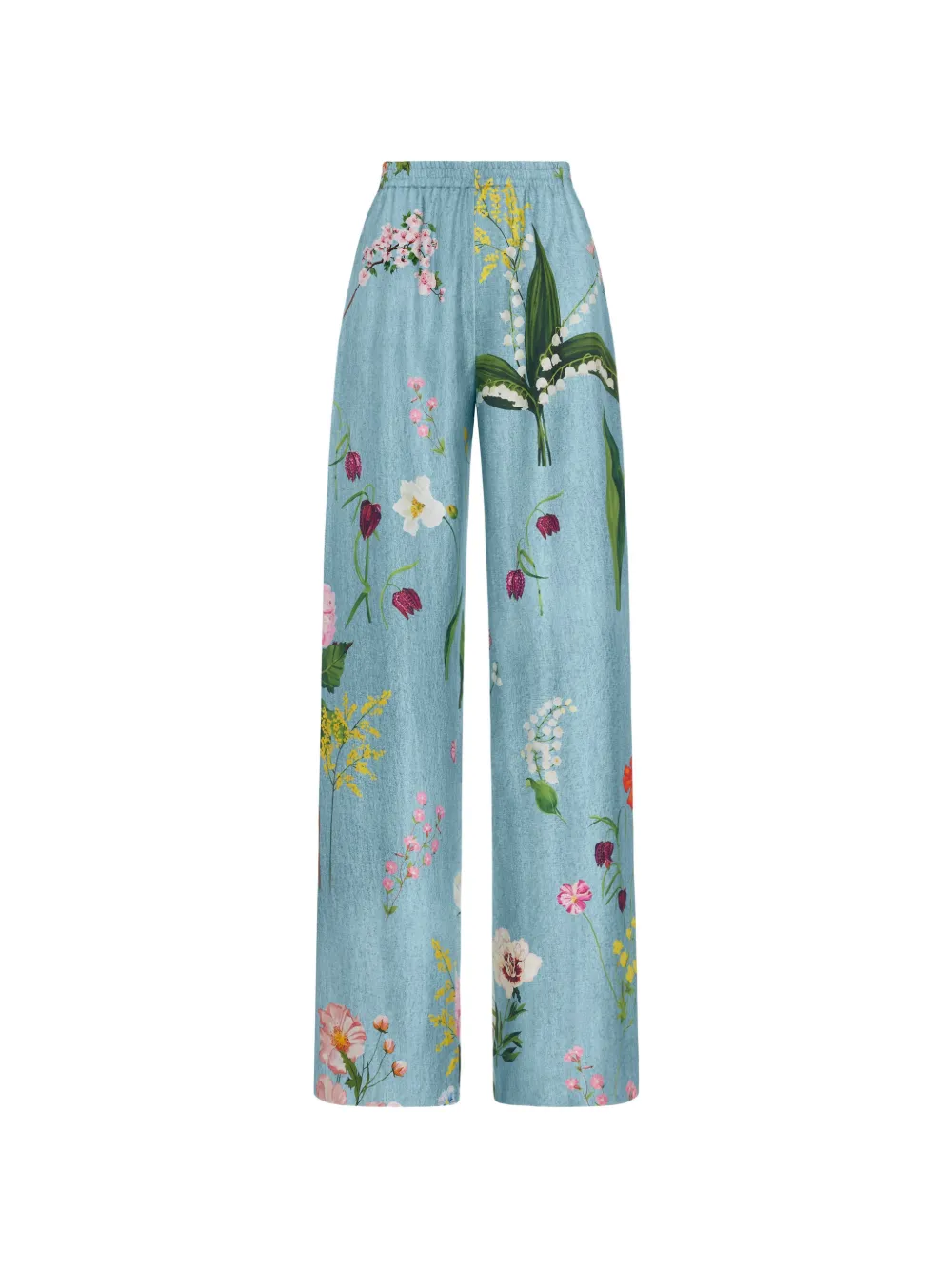 Oscar de la Renta floral-print silk palazzo pants - Blu