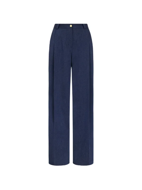 Oscar de la Renta Wool Wide-leg Palazzo Pants in Blue