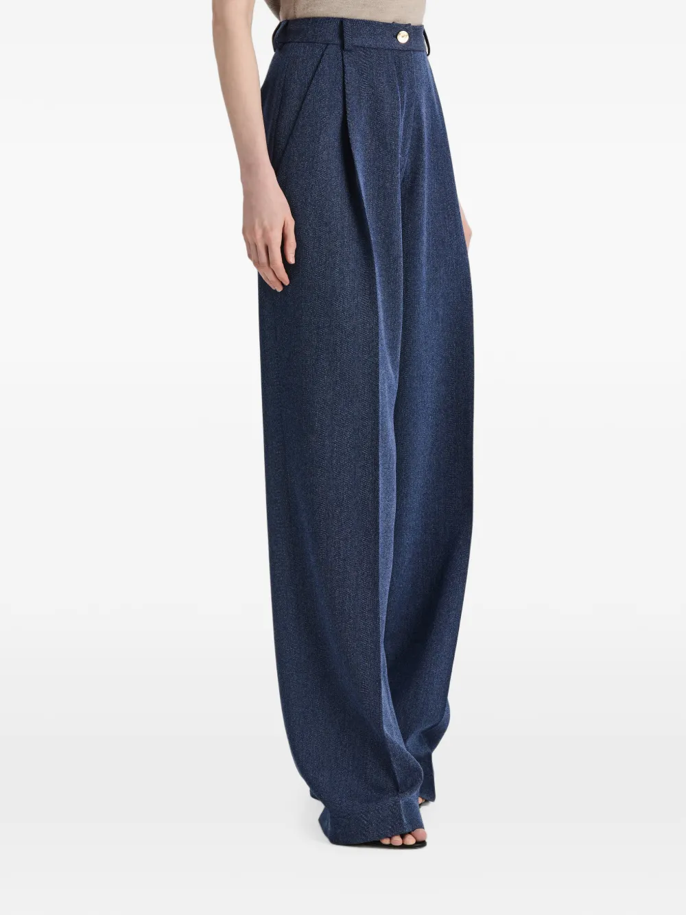 Oscar de la Renta Wollen palazzo broek met wijde pijpen Blauw