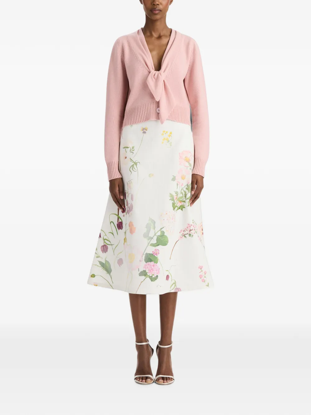 Oscar de la Renta Wollen vest met gestrikte hals Roze