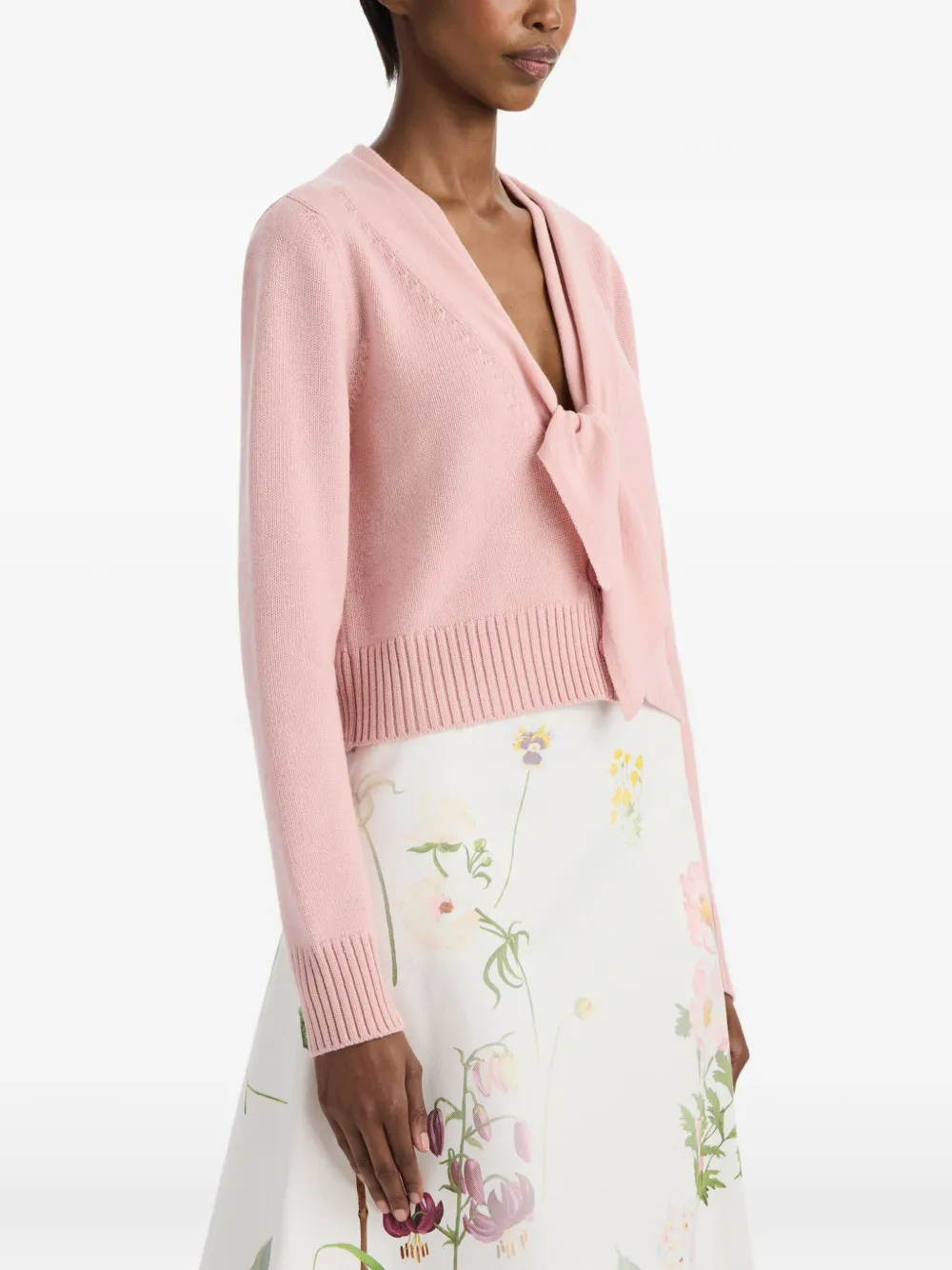 Oscar de la Renta Wollen vest met gestrikte hals Roze