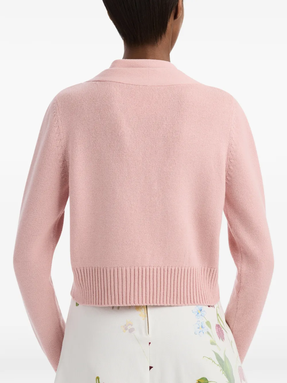 Oscar de la Renta Wollen vest met gestrikte hals Roze