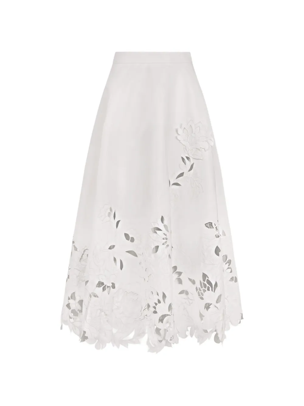 Oscar de la Renta Gonna midi a fiori con cut-out - Bianco