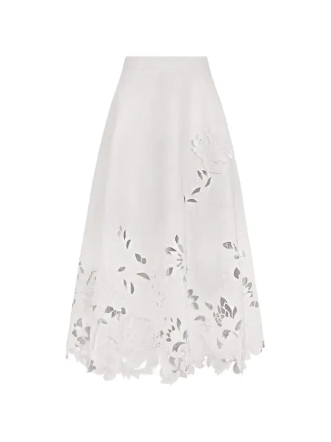Oscar de la Renta floral-cutout midi skirt