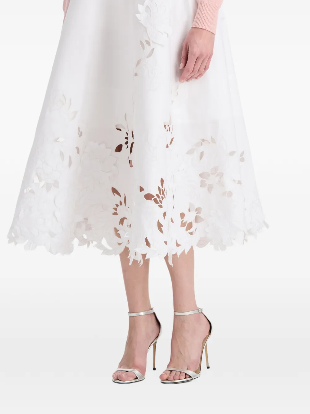 Oscar de la Renta Midi-rok met uitgesneden bloemen Wit