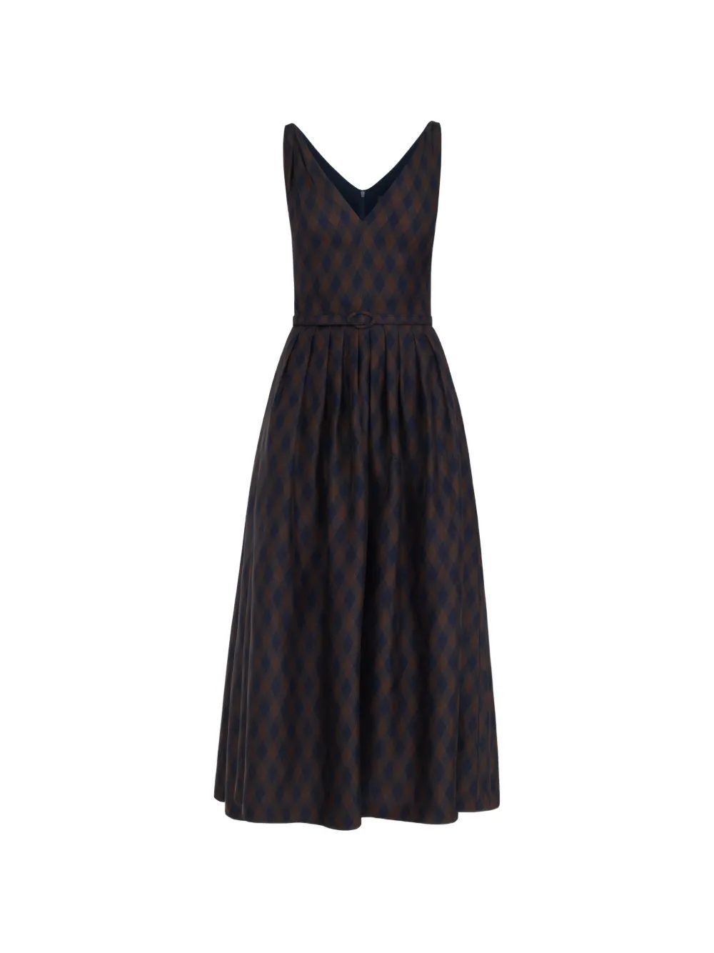 Oscar de la Renta argyle silk twill midi dress - Marrone