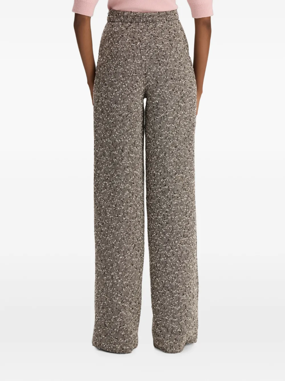 Oscar de la Renta Tweed broek met wijde pijpen Beige