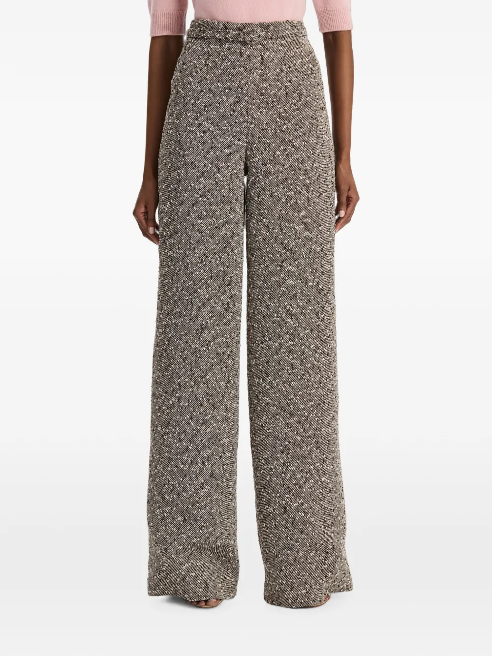 Oscar de la Renta Tweed broek met wijde pijpen Beige