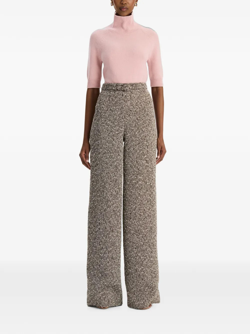 Oscar de la Renta Tweed broek met wijde pijpen Beige