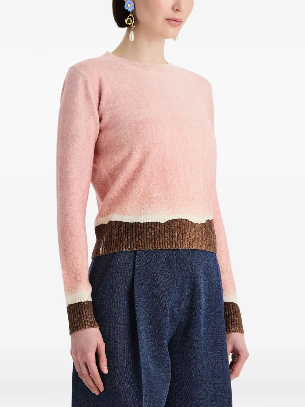 Oscar de la Renta Wollen trui met ombré-effect en ronde hals Roze