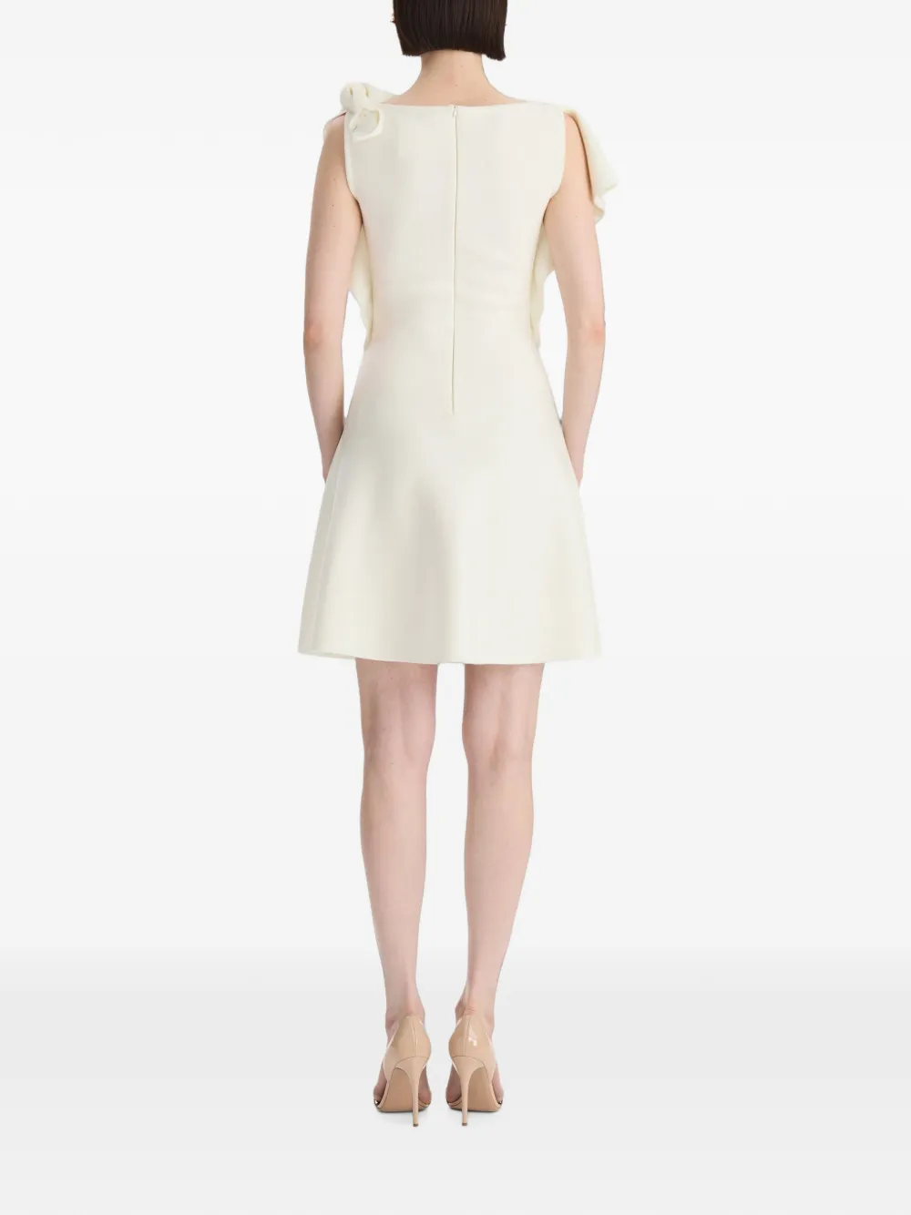 Oscar de la Renta Gedrapeerde gebreide mini-jurk Beige