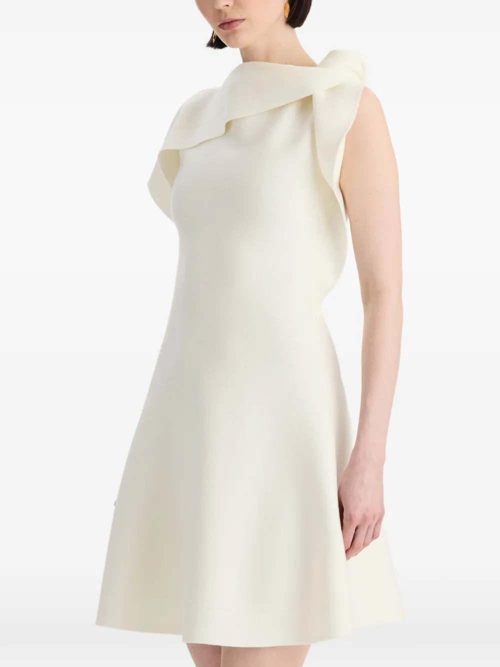Oscar de la Renta Gedrapeerde gebreide mini-jurk Beige