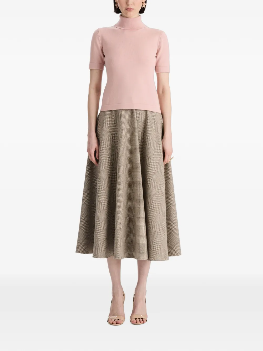 Oscar de la Renta Gebreid T-shirt met col en korte mouwen Roze