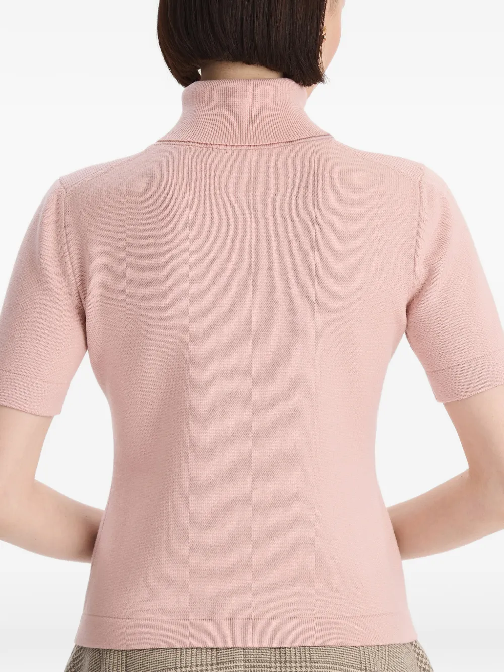 Oscar de la Renta Gebreid T-shirt met col en korte mouwen Roze