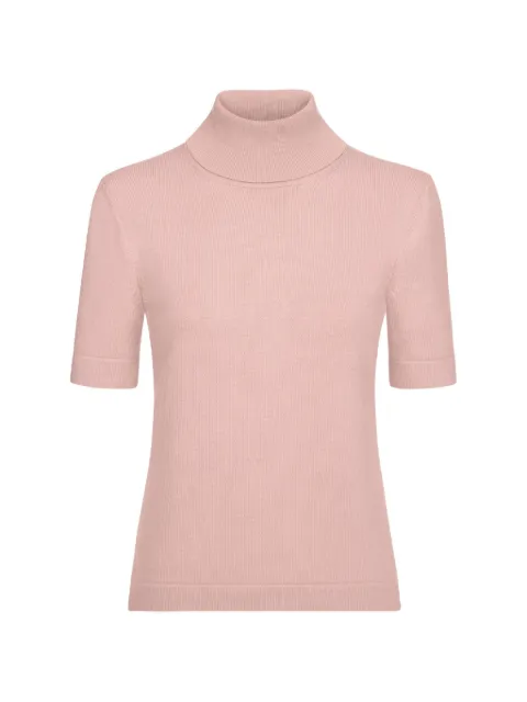 Oscar de la Renta playera tejida manga corta con cuello tortuga