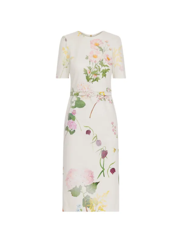 Oscar De La Renta botanical-print Denim Mini Dress | White