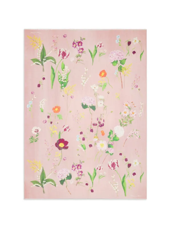 Oscar de la Renta Botanical-print Scarf in Pink