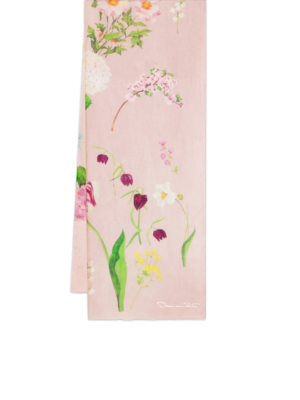 Oscar de la Renta Botanical-print Scarf in Pink, view 2