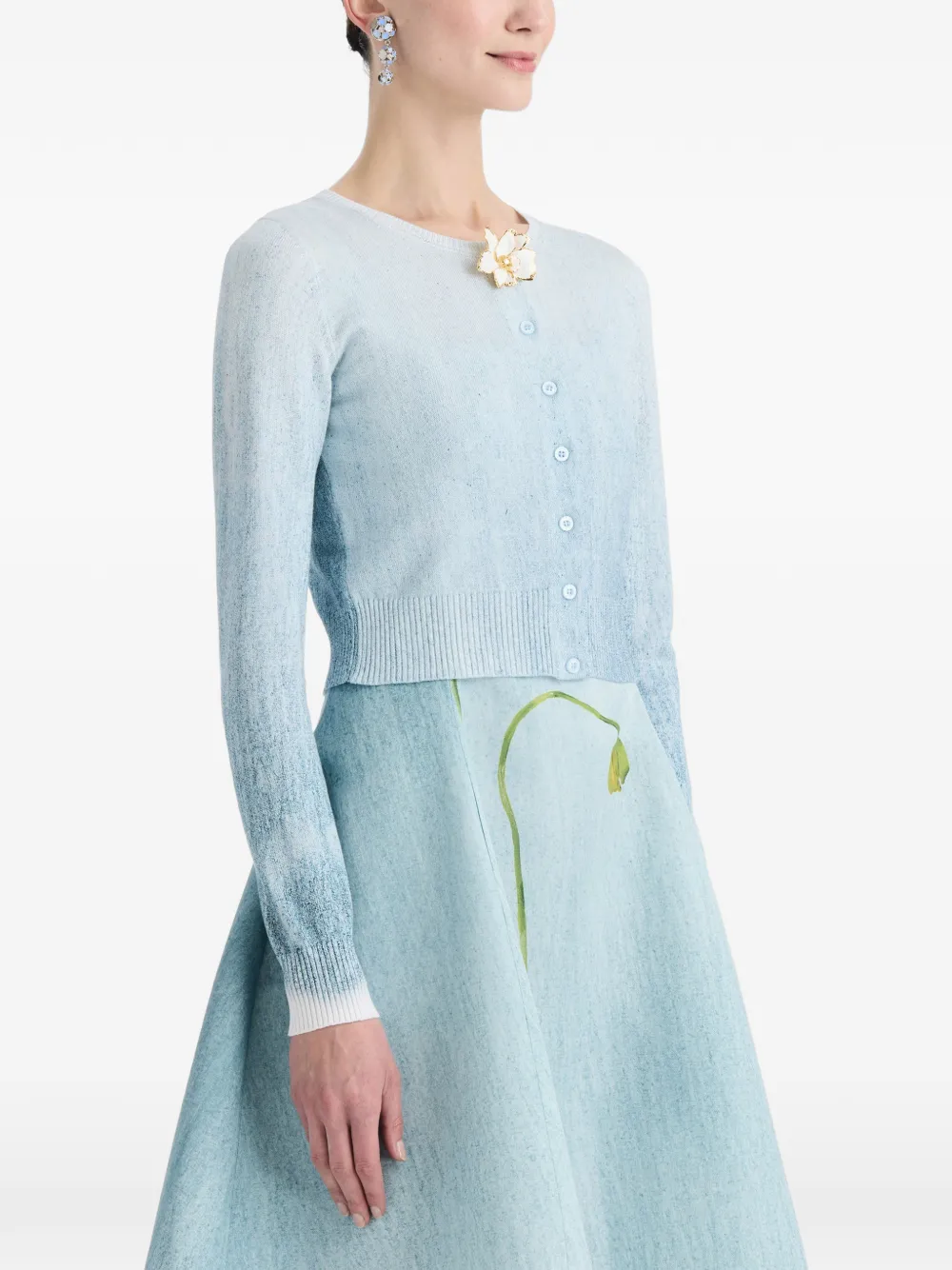 Oscar de la Renta Cropped vest met knoopdetail en ombré-effect Blauw