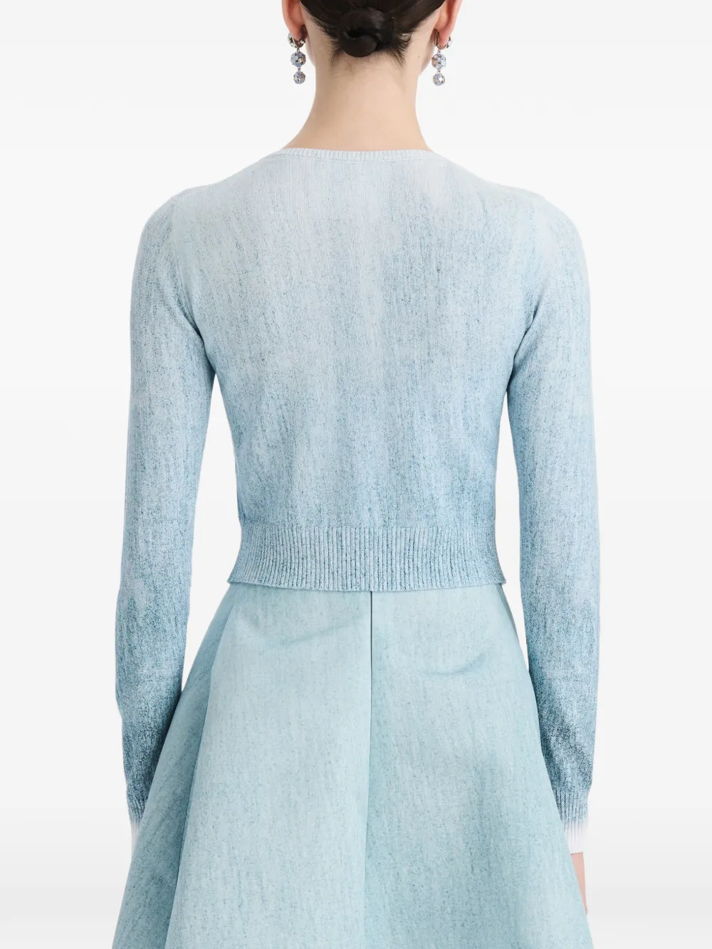 Oscar de la Renta Cropped vest met knoopdetail en ombré-effect Blauw