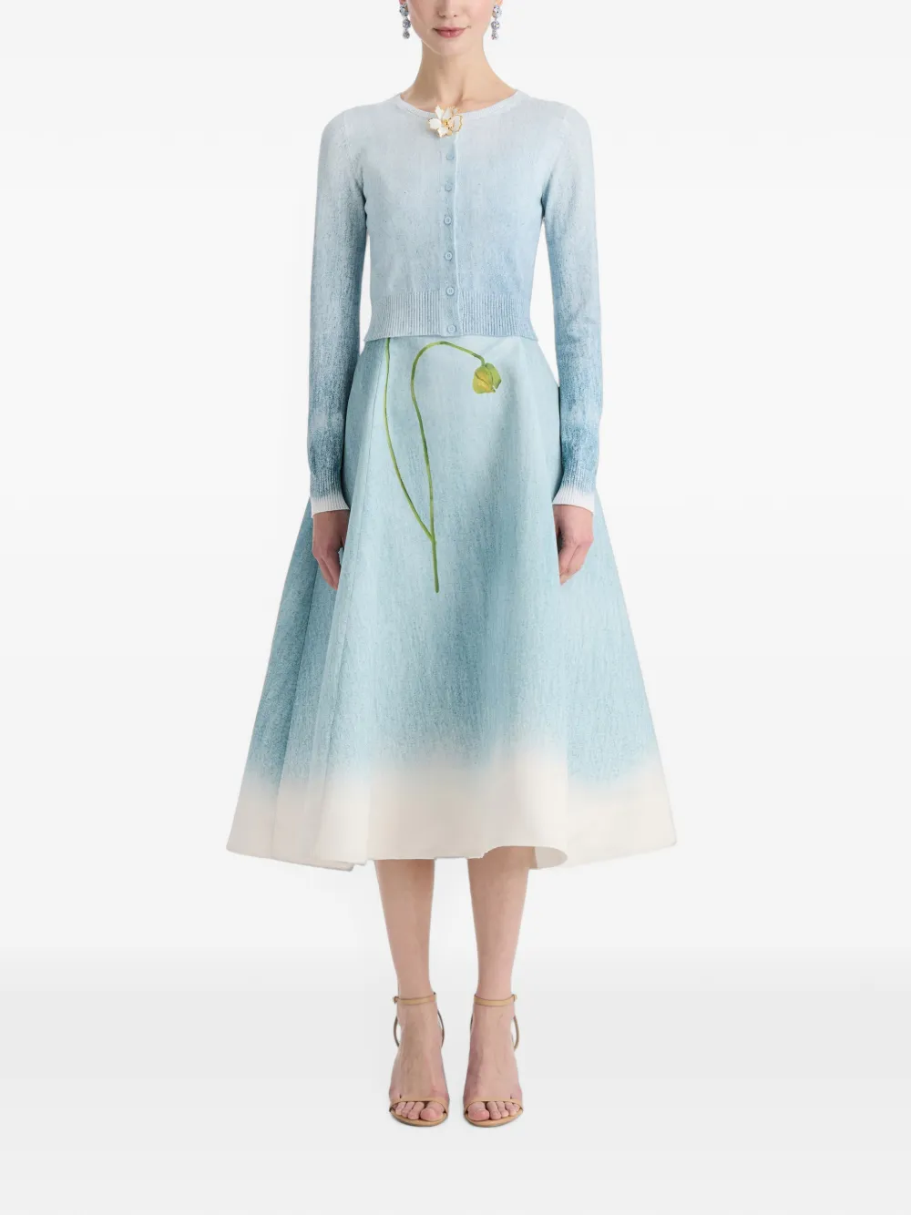 Oscar de la Renta Cropped vest met knoopdetail en ombré-effect Blauw