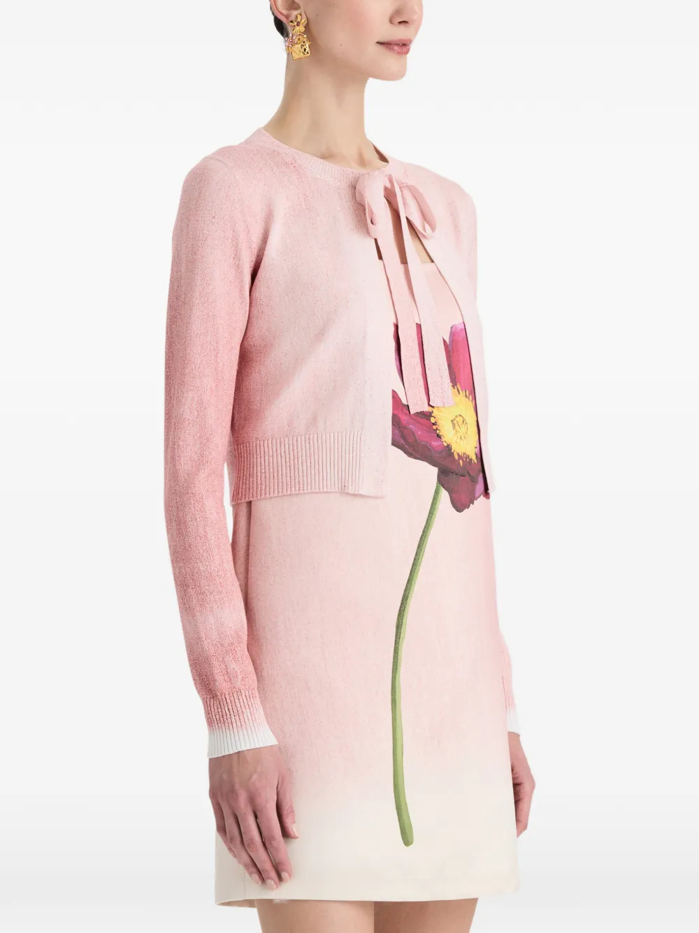 Oscar de la Renta Cropped vest met gestrikte hals Roze