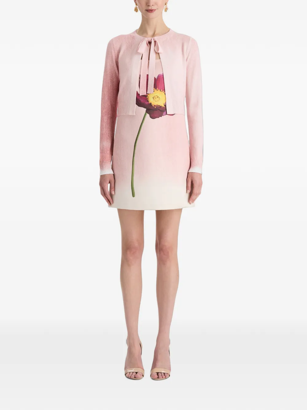 Oscar de la Renta Cropped vest met gestrikte hals Roze