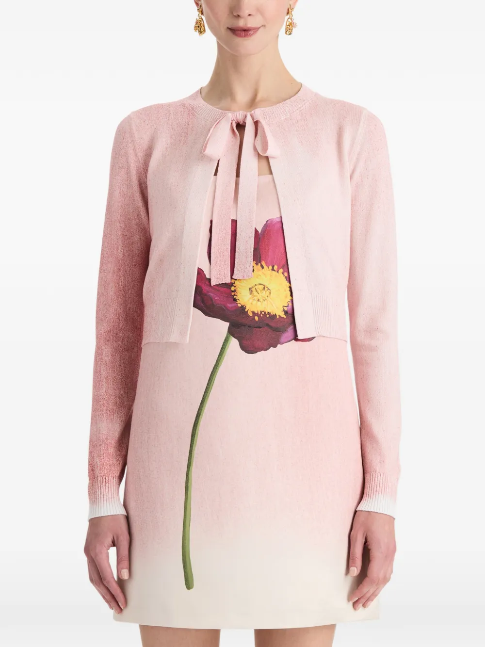 Oscar de la Renta Cropped vest met gestrikte hals Roze