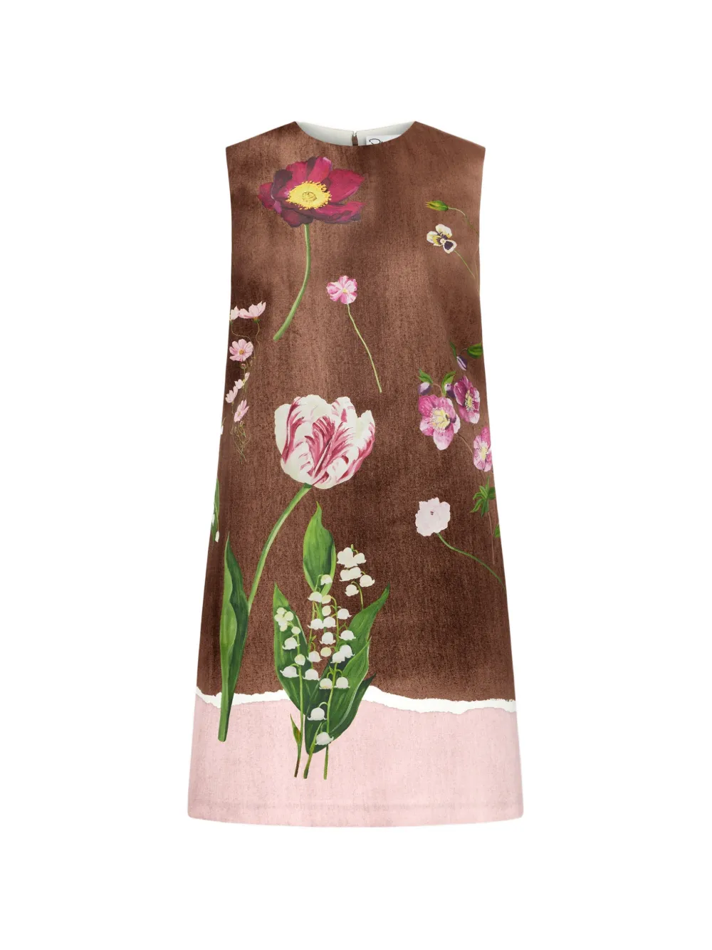 Oscar de la Renta botanical-print shift mini dress - Marrone