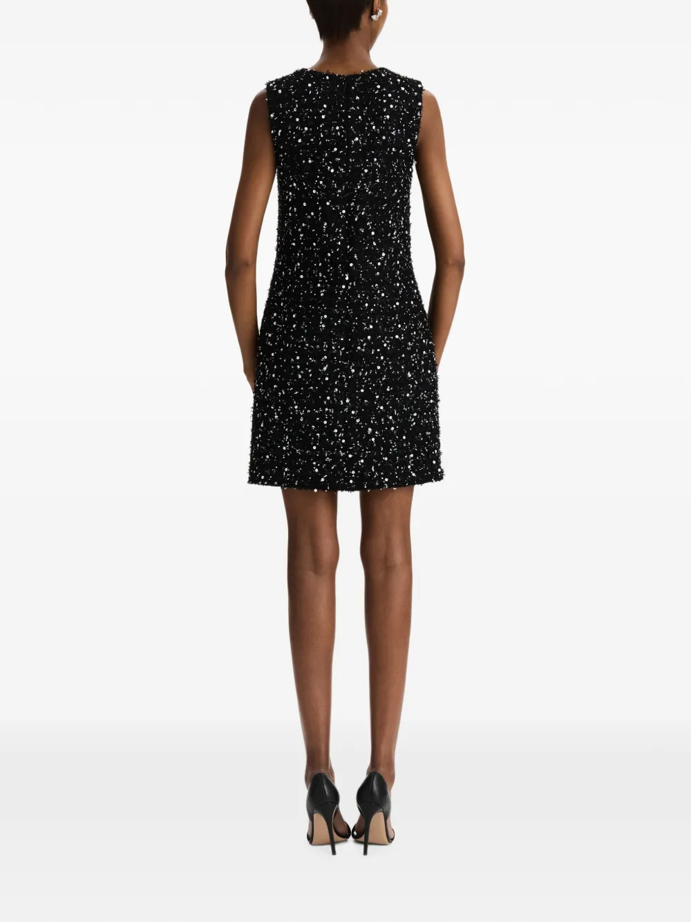 Oscar de la Renta Tweed shiftjurk verfraaid met pailletten Zwart