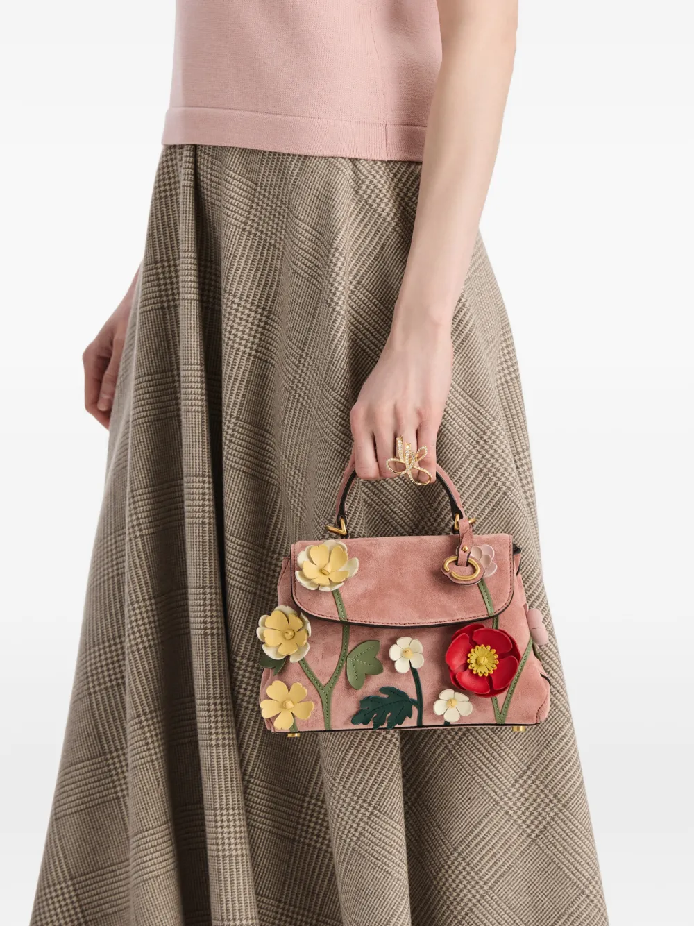 Oscar de la Renta Kleine Poppy shopper met bloemapplicatie Roze