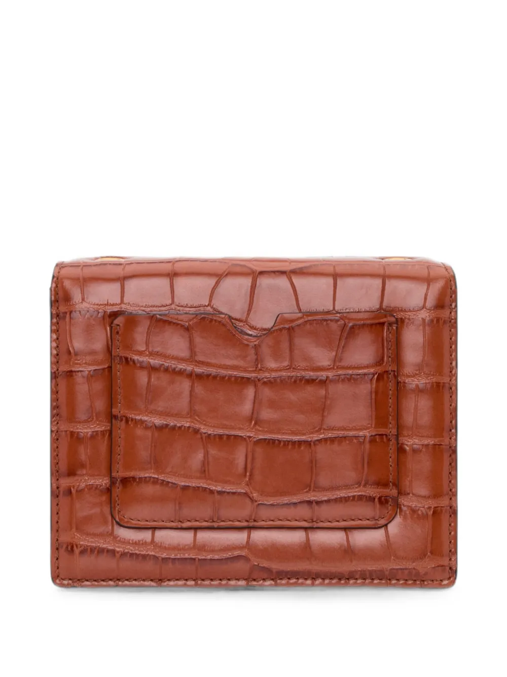 Oscar de la Renta TRO mini-clutch met krokodillen-reliëf en bloemapplicatie Bruin