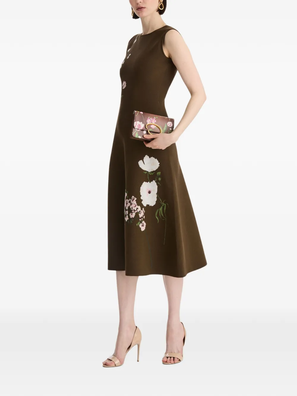 Oscar de la Renta O Pochette mini-clutch met bloemenprint Bruin