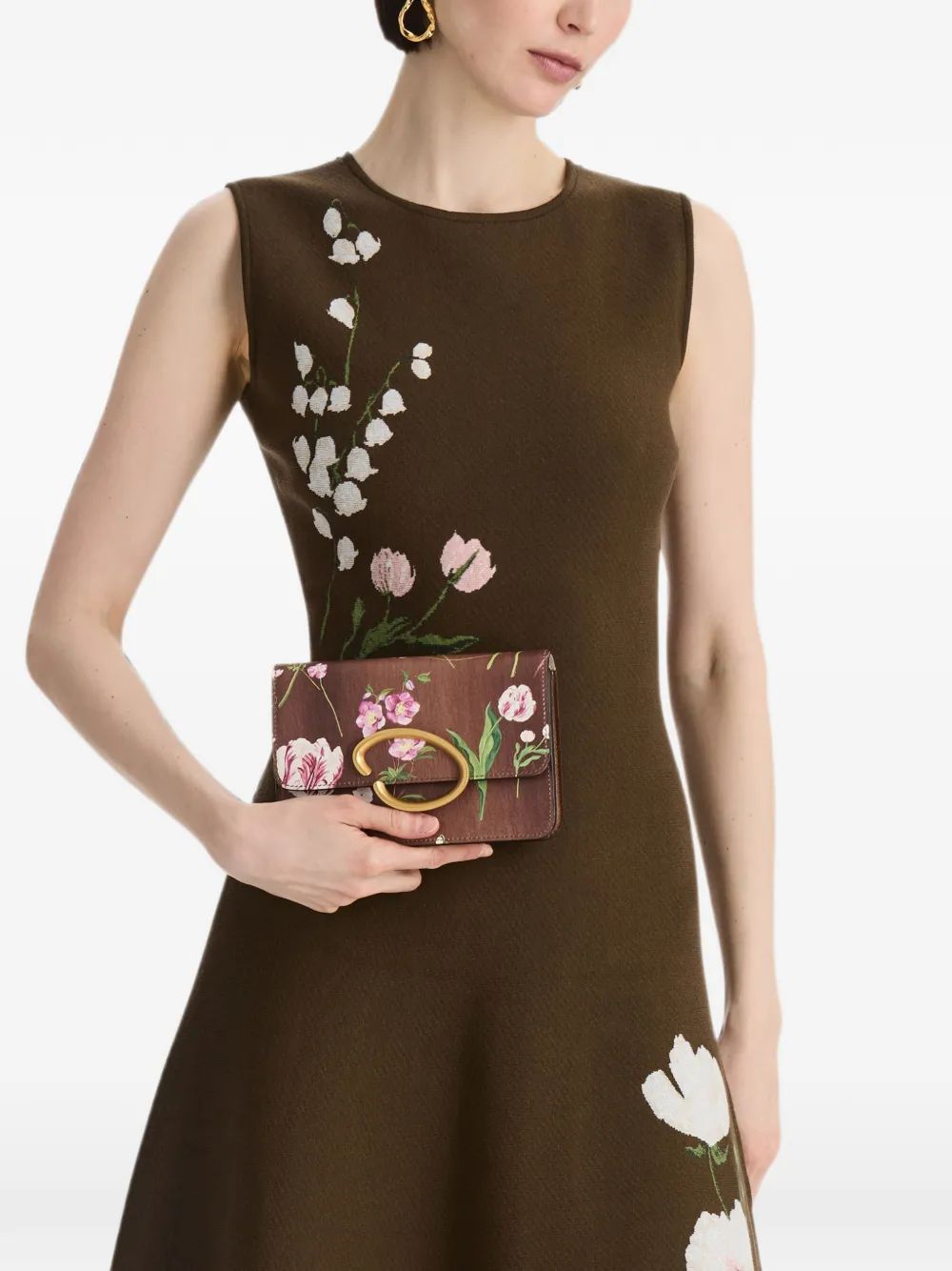 Oscar de la Renta O Pochette mini-clutch met bloemenprint Bruin