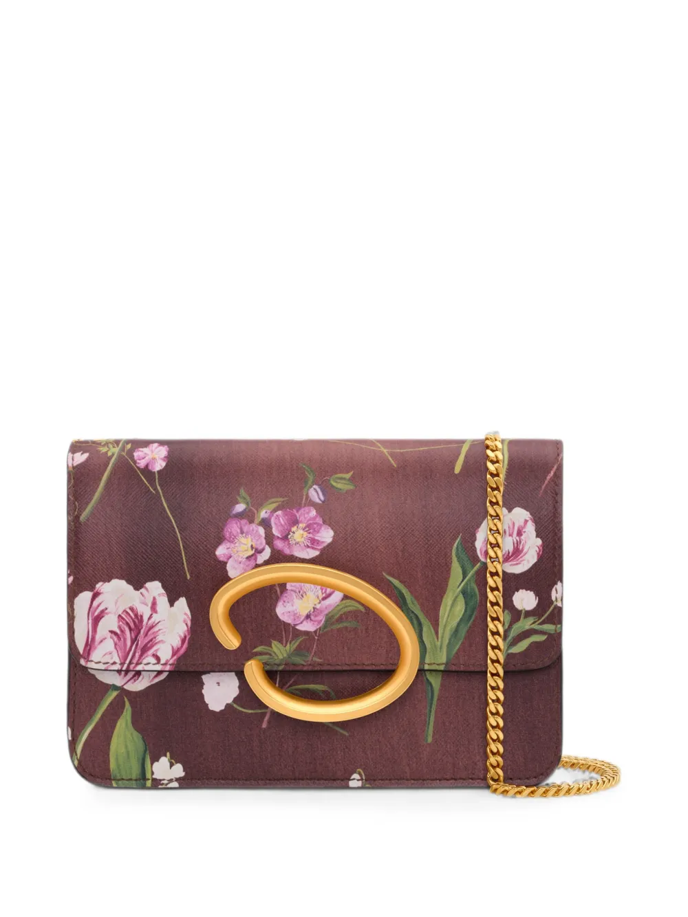 Oscar de la Renta O Pochette floral-print clutch mini bag - Marrone