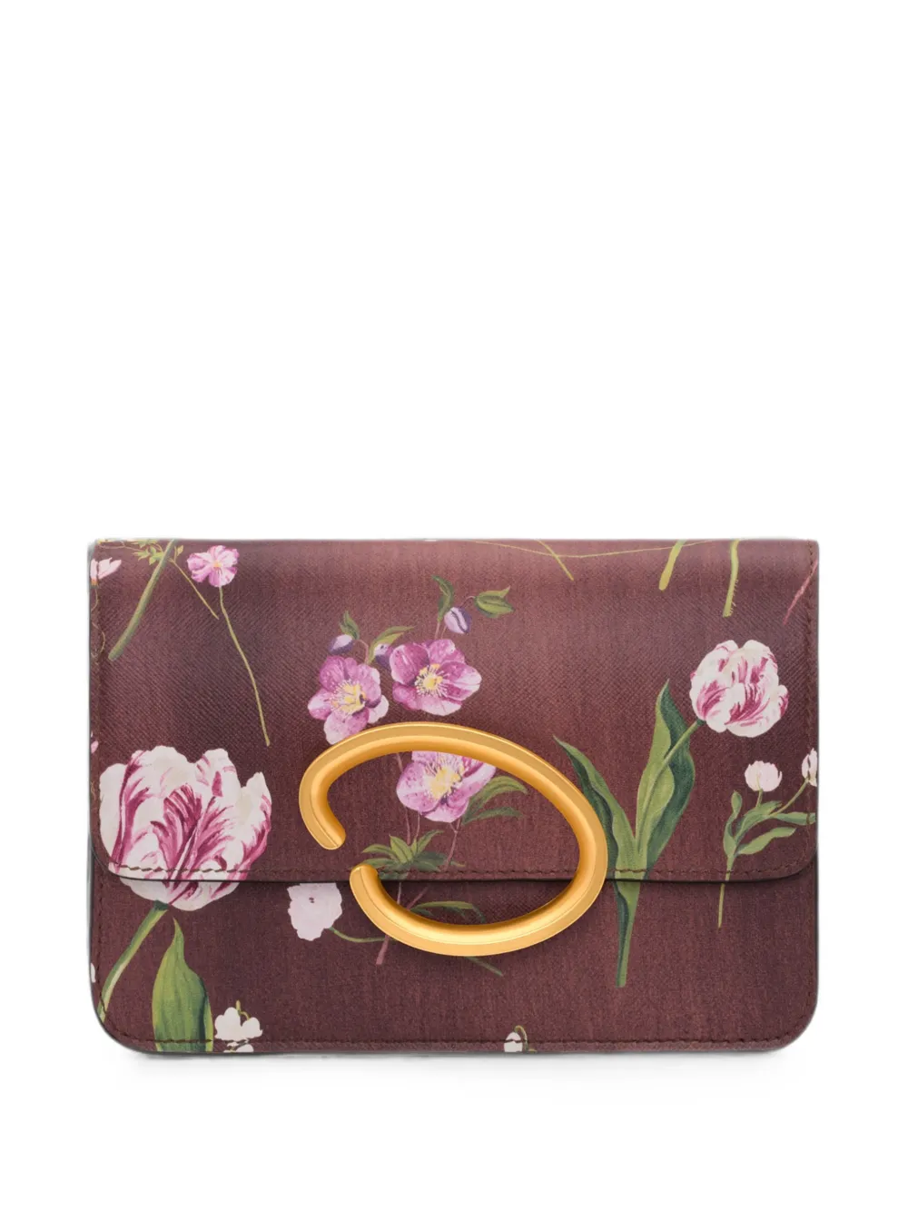 Oscar de la Renta O Pochette floral-print clutch mini bag - Brown