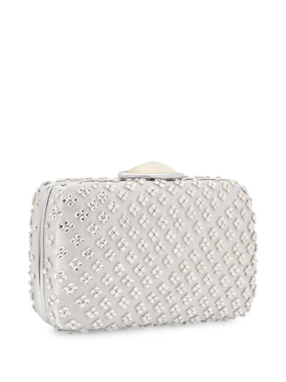 Oscar de la Renta O Minaudière clutch verfraaid met kristallen en bloemen Grijs