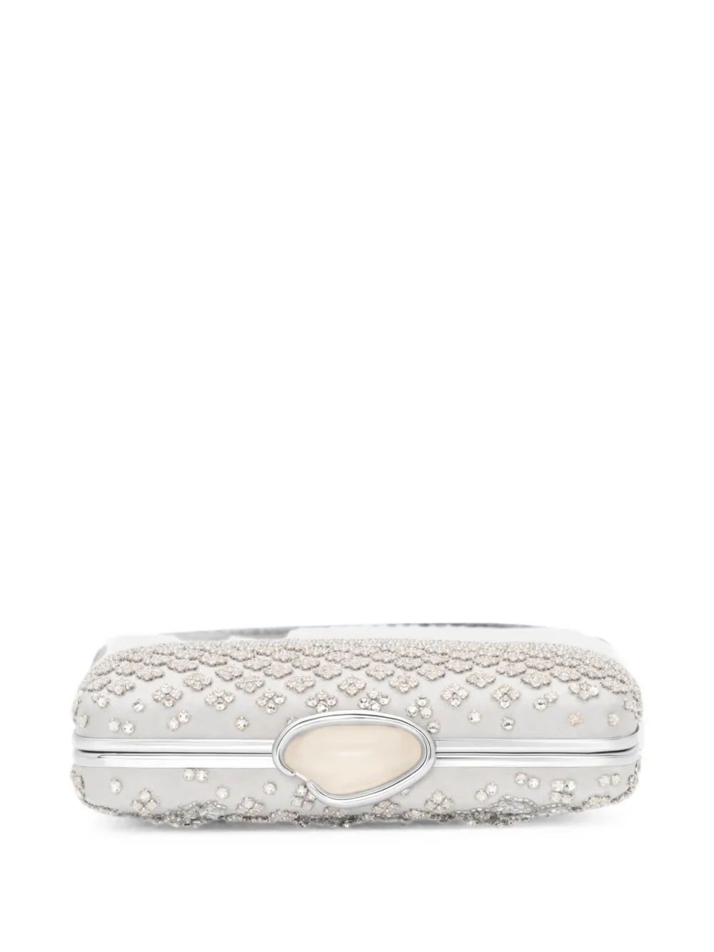 Oscar de la Renta O Minaudière clutch verfraaid met kristallen en bloemen Grijs