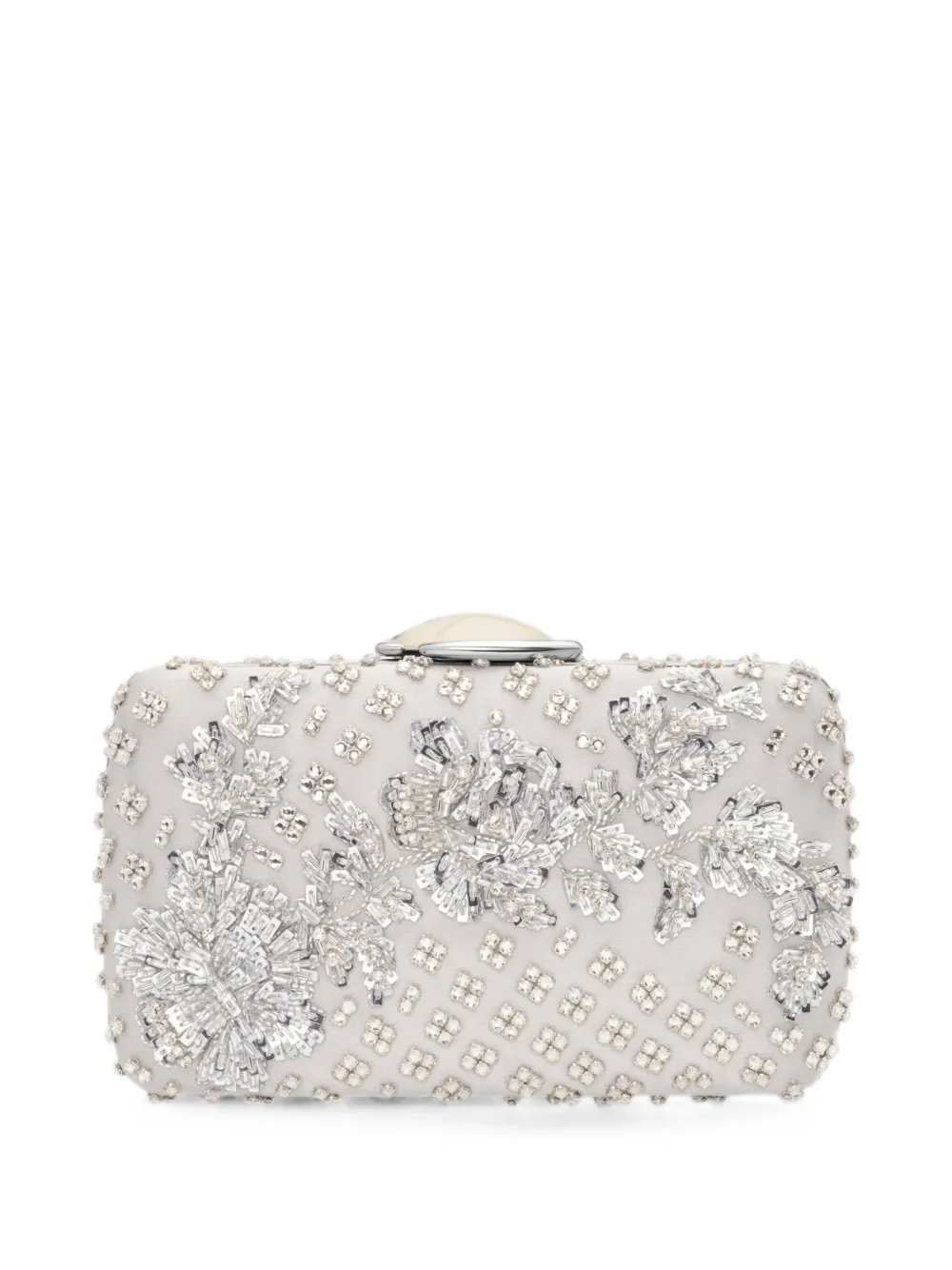 Oscar de la Renta O Minaudière clutch verfraaid met kristallen en bloemen Grijs
