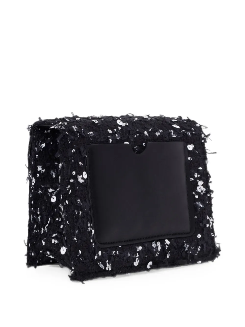 Oscar de la Renta TRO mini-clutch verfraaid met pailletten en bloemen-applicatie Zwart