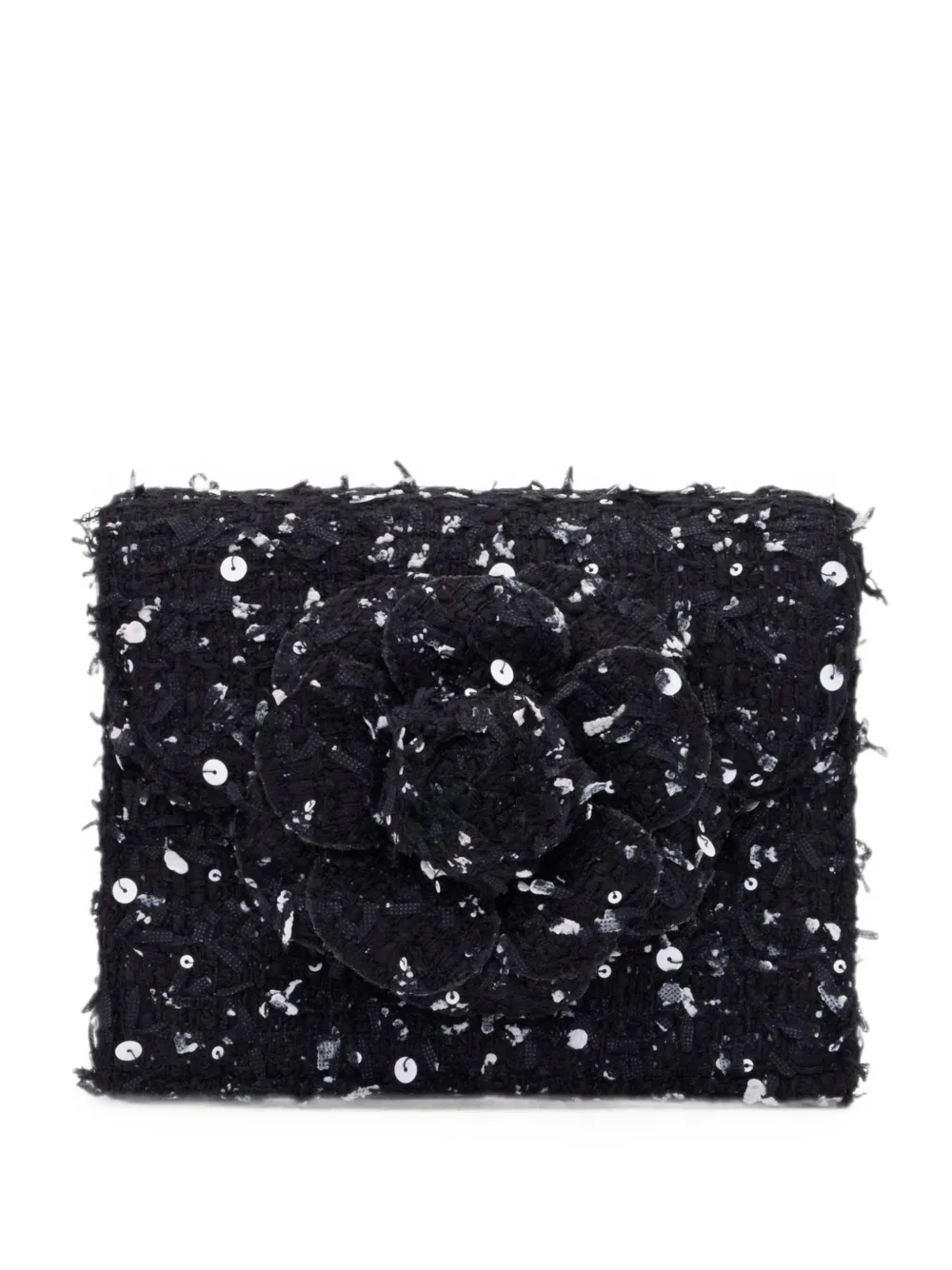 Oscar de la Renta mini TRO sequin-embellished floral-appliqué clutch bag - Schwarz